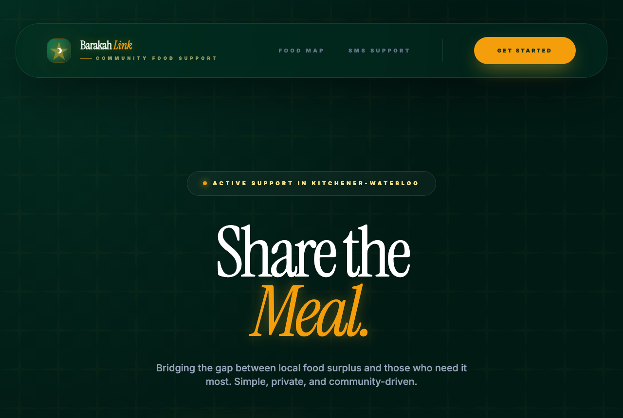 BarakahLink: a community food-support platform for Kitchener-Waterloo, with a food map and SMS support in the navigation
